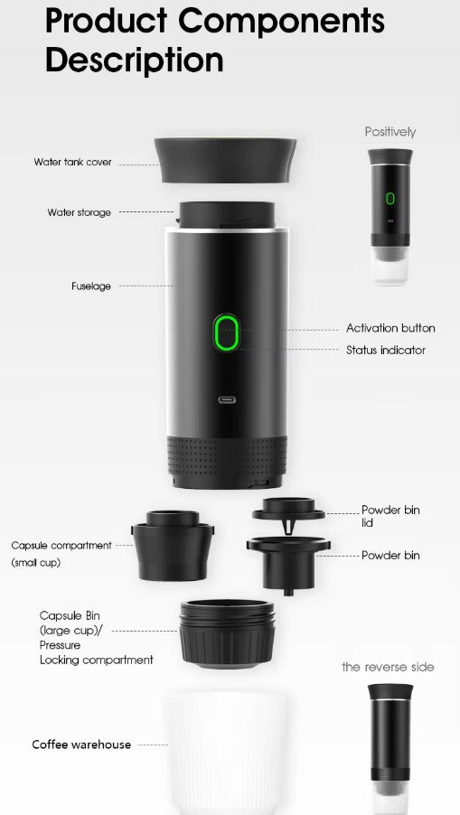 Portable Capsule Coffee Machine - Black