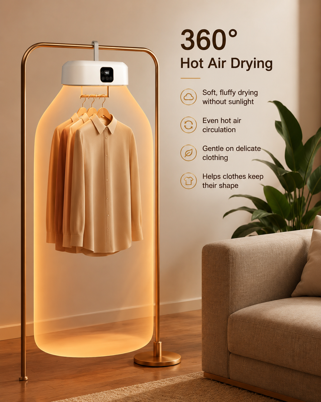 Portable Foldable Clothes Dryer with Remote Control