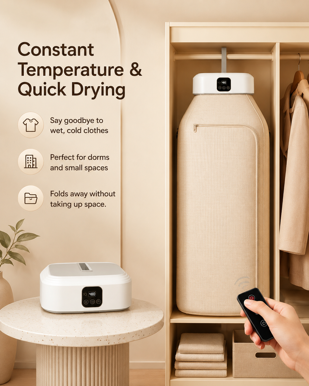 Portable Foldable Clothes Dryer with Remote Control