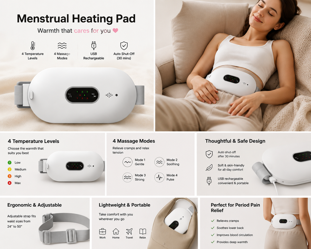 Cartzo Menstrual Heating Pad - White