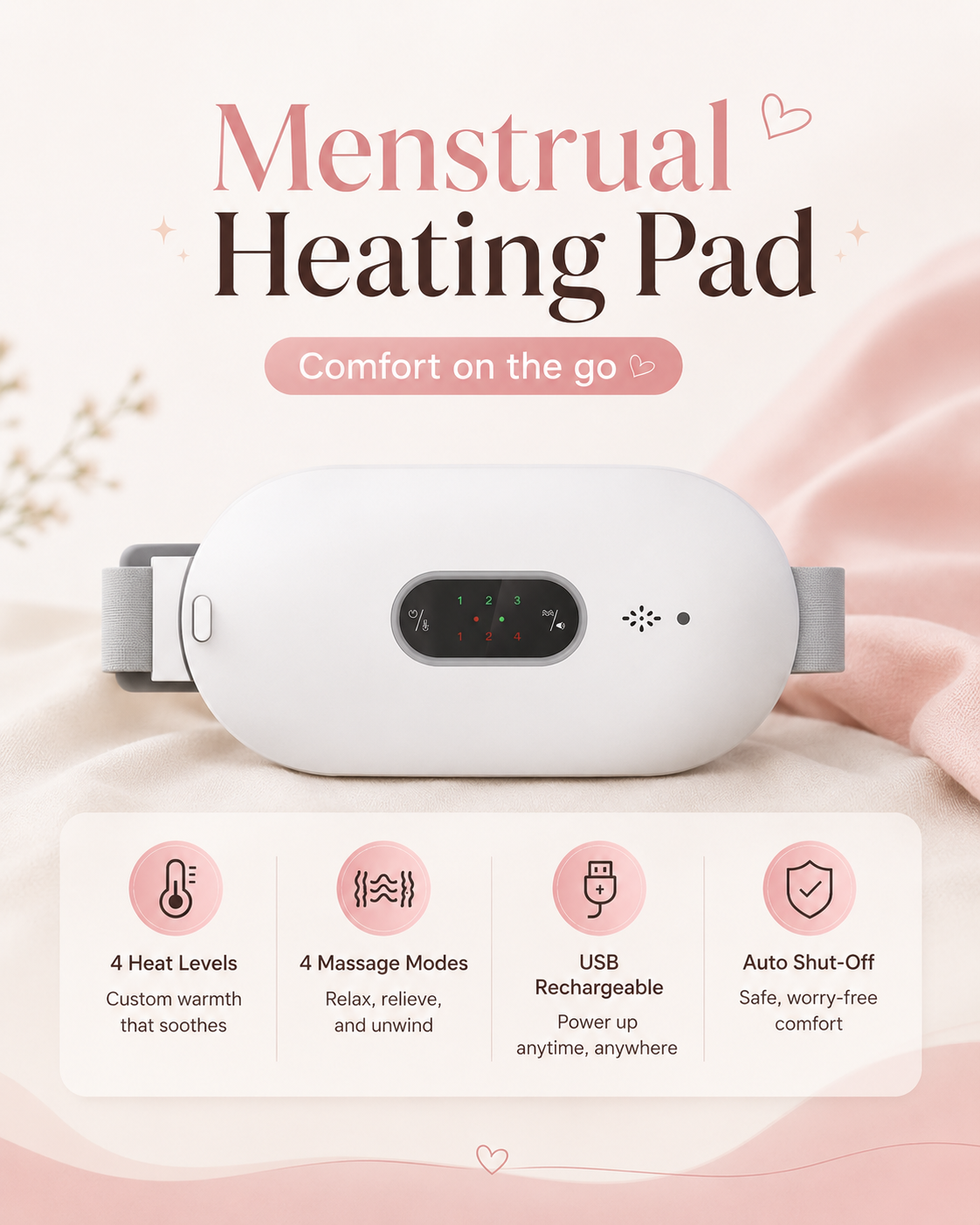 Cartzo Menstrual Heating Pad - White